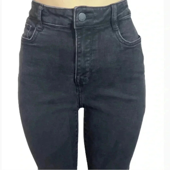 NINEWEST HIGH WAIST BOOT CUT BLACK GRAY JEANS SPLIT ANKLE STRETCH - Picture 6 of 15